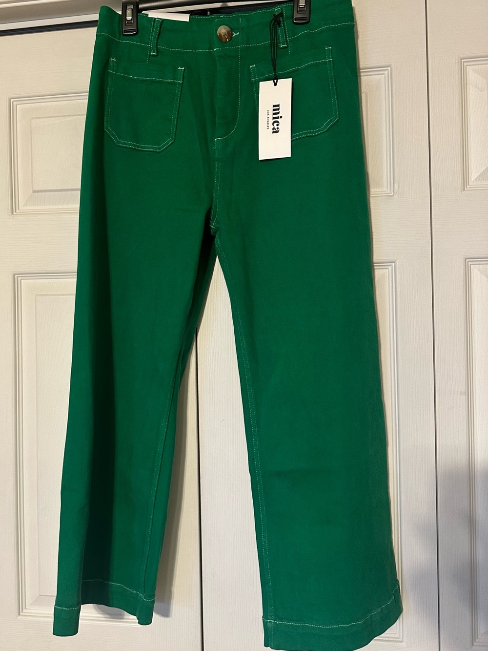 NWT Mica Green Cropped Wide-Ankle Jeans